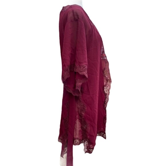 Vtg Delicates Peignoir Robe Nightie Sleep Set Size S/M Burgundy Purple Lace USA - Picture 5 of 9